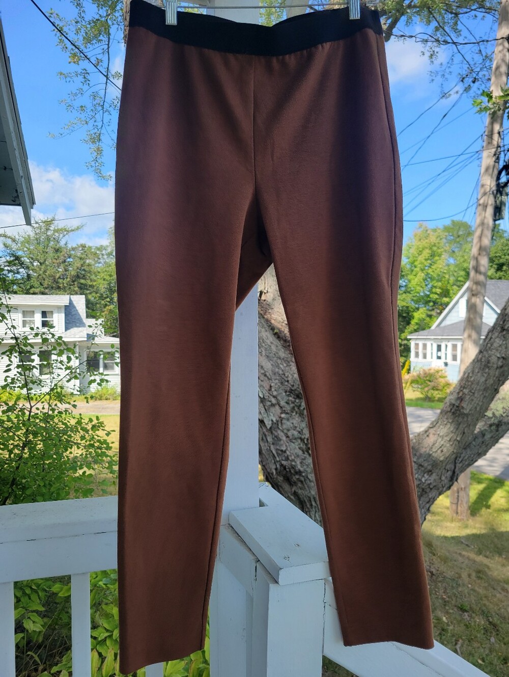 TALBOTS, soho Stretch Ankle Pants, Size-14, Color-brown